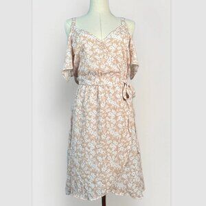 (S) SIENNA SKY Off-Shoulder w/ Straps V-Neck Faux Wrap Dress